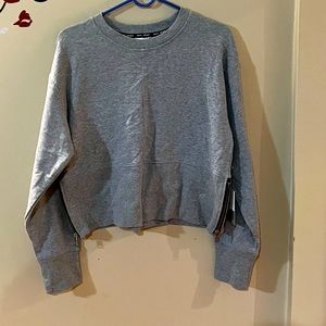 Dkny Spirt Woman French Terry Cotton side-Zip Cropped Top